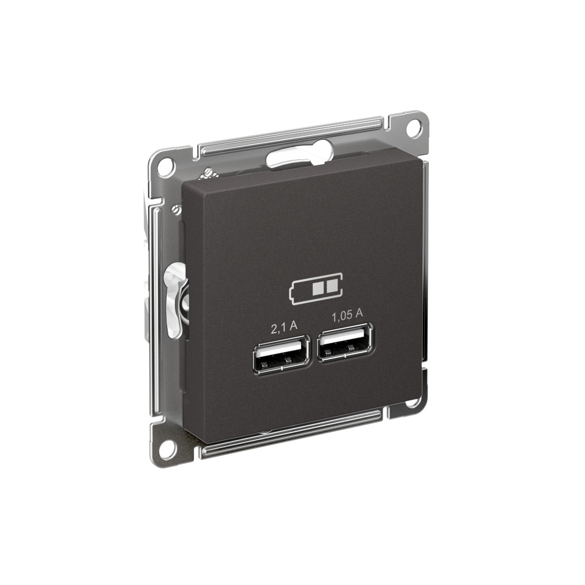 systeme electric atlasdesign розетка usb двойная 2,1а для зарядки базальт atn001433