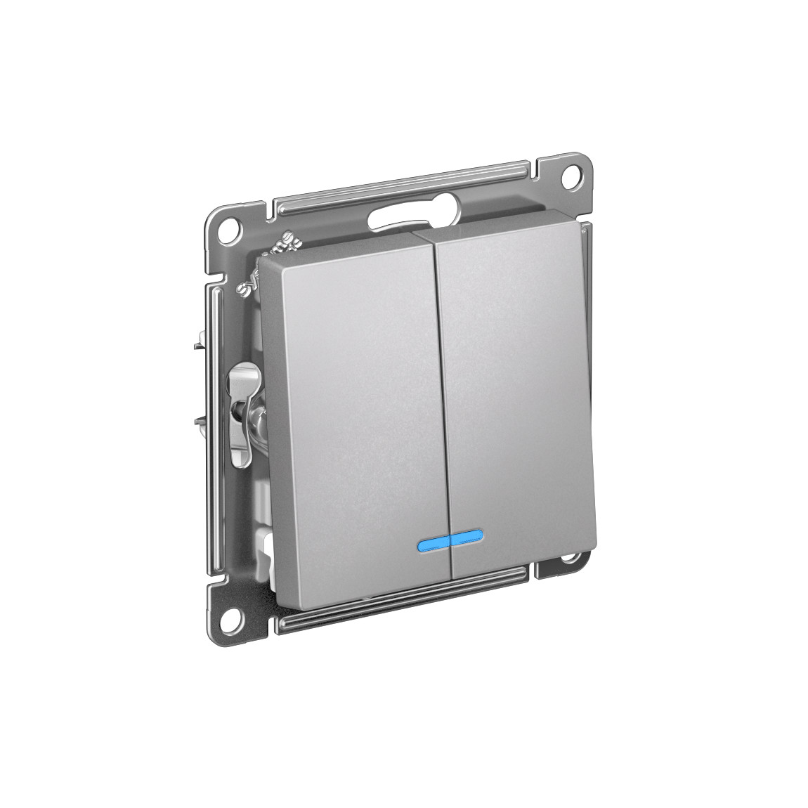 systeme electric atlasdesign, выключатель 2-клавишный с подсветкой алюминий atn000353