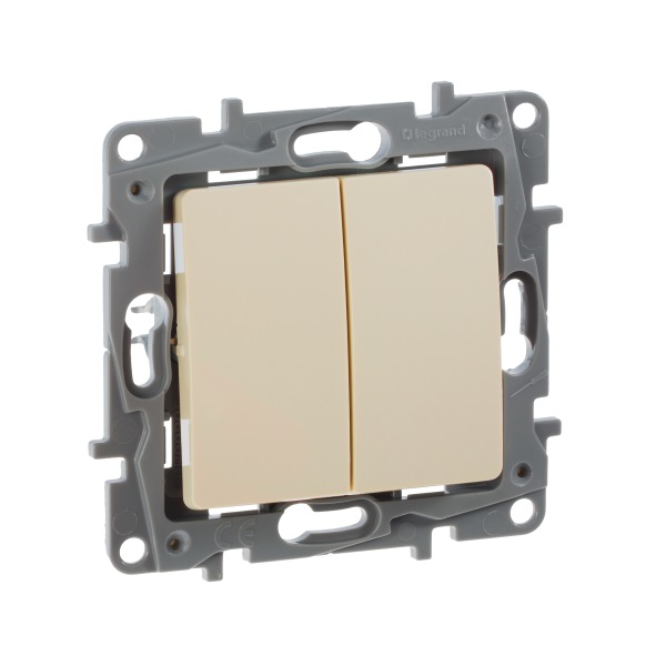 legrand etika выключатель 2 клавишный слоновая кость
