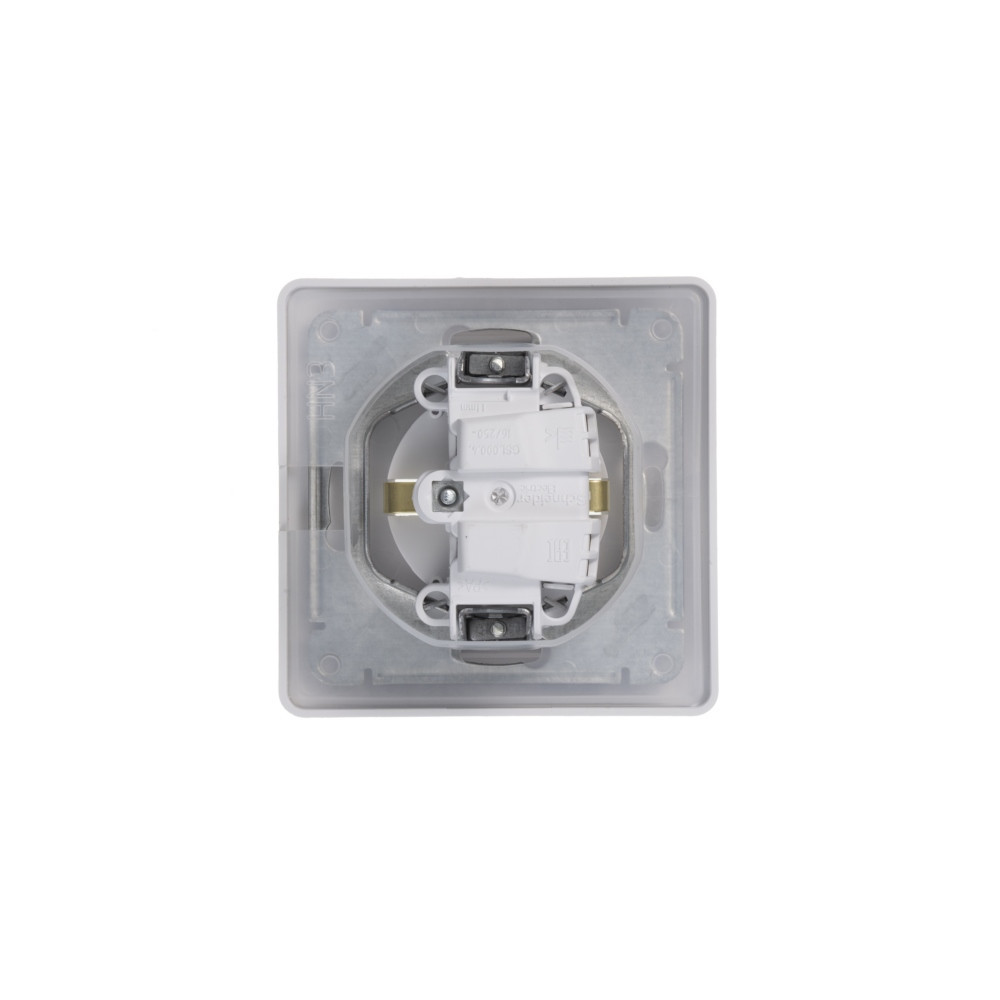 system electric glossa розетка 1-я с заземлением со шторками с крышкой ip44 белый