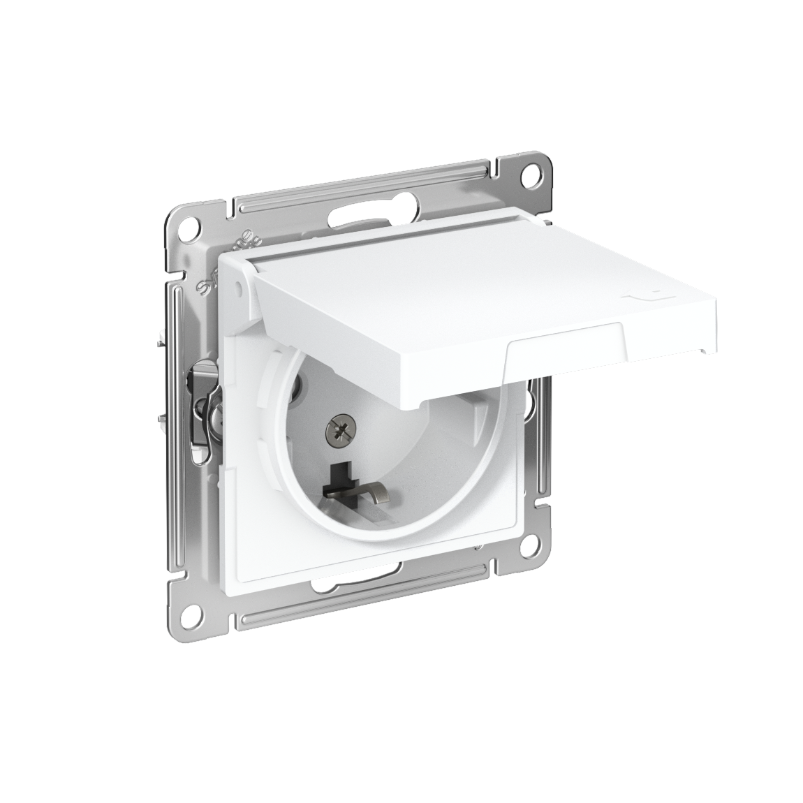 Systeme Electric ATLASDESIGN розетка 1-я с заземлением со шторками с крышкой IP20 лотос