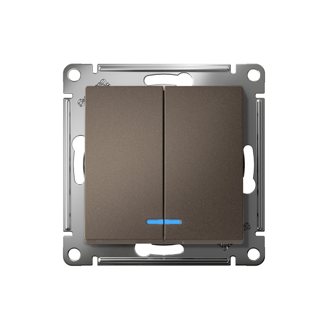 systeme electric atlasdesign выключатель 2-клавишный с подсветкой мокко