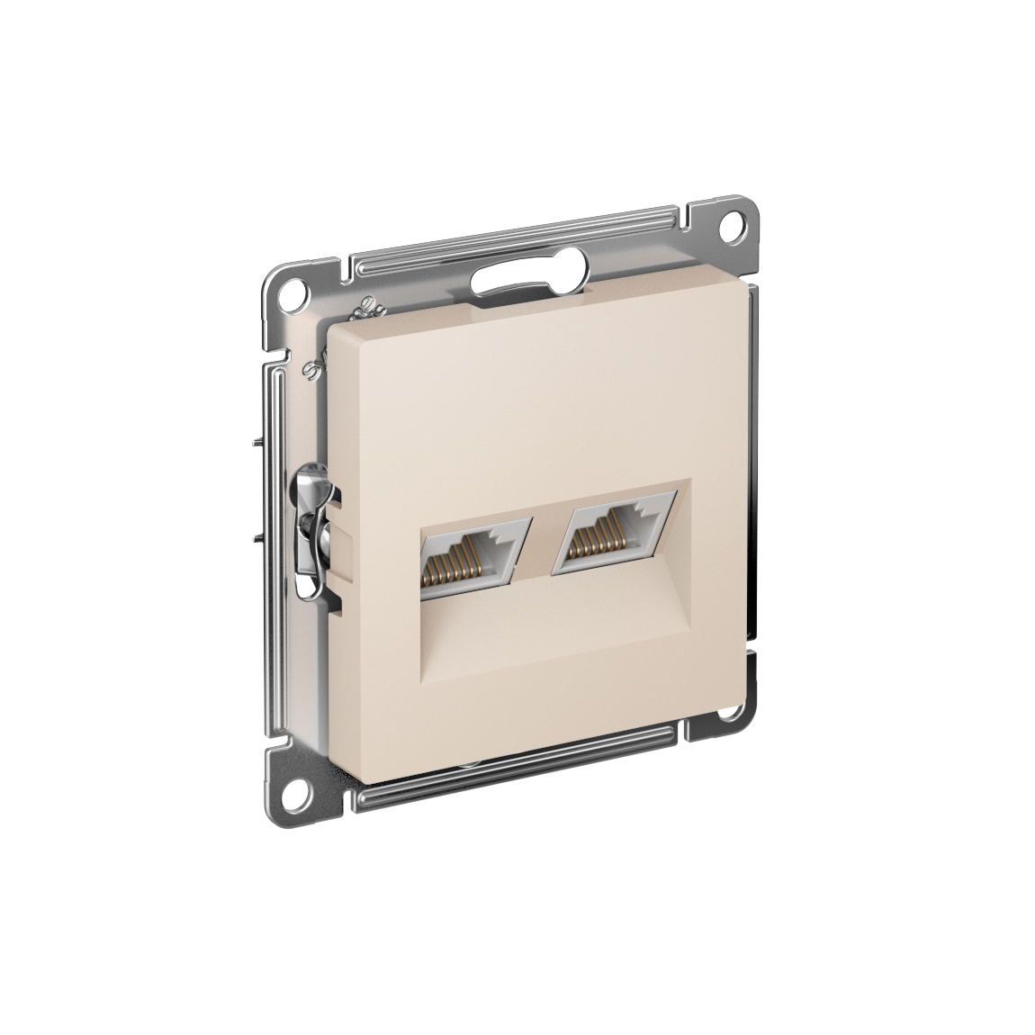 Systeme Electric ATLASDESIGN, розетка двойная RJ45+RJ45 5е кат. бежевый ATN000285