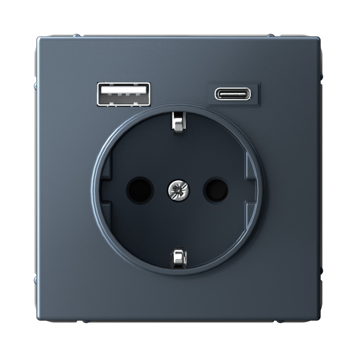 system electric artgallery розетка 1-я с заземлением со штор., с usb+usb type c, грифель gal000732
