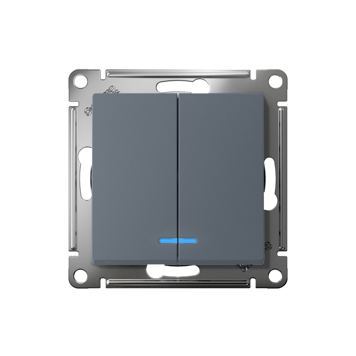 systeme electric atlasdesign, выключатель 2-клавишный с подсветкой грифель