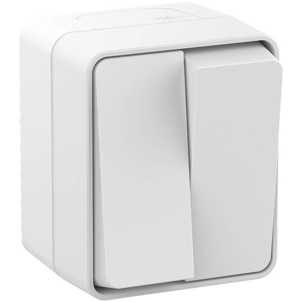  atlasdesign profi54 о/у выключатель 2-клавишный 10а белый ip54 atn540151