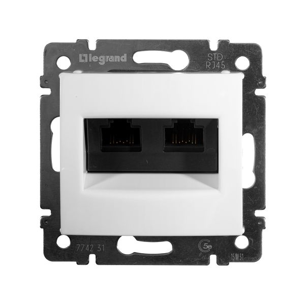 legrand valena розетка компьютерная 2-я rj-45 utp 300мгц 8 контактов 2 выхода 5 кат. белый