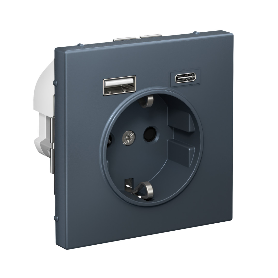 system electric artgallery розетка 1-я с заземлением со штор., с usb+usb type c, грифель gal000732