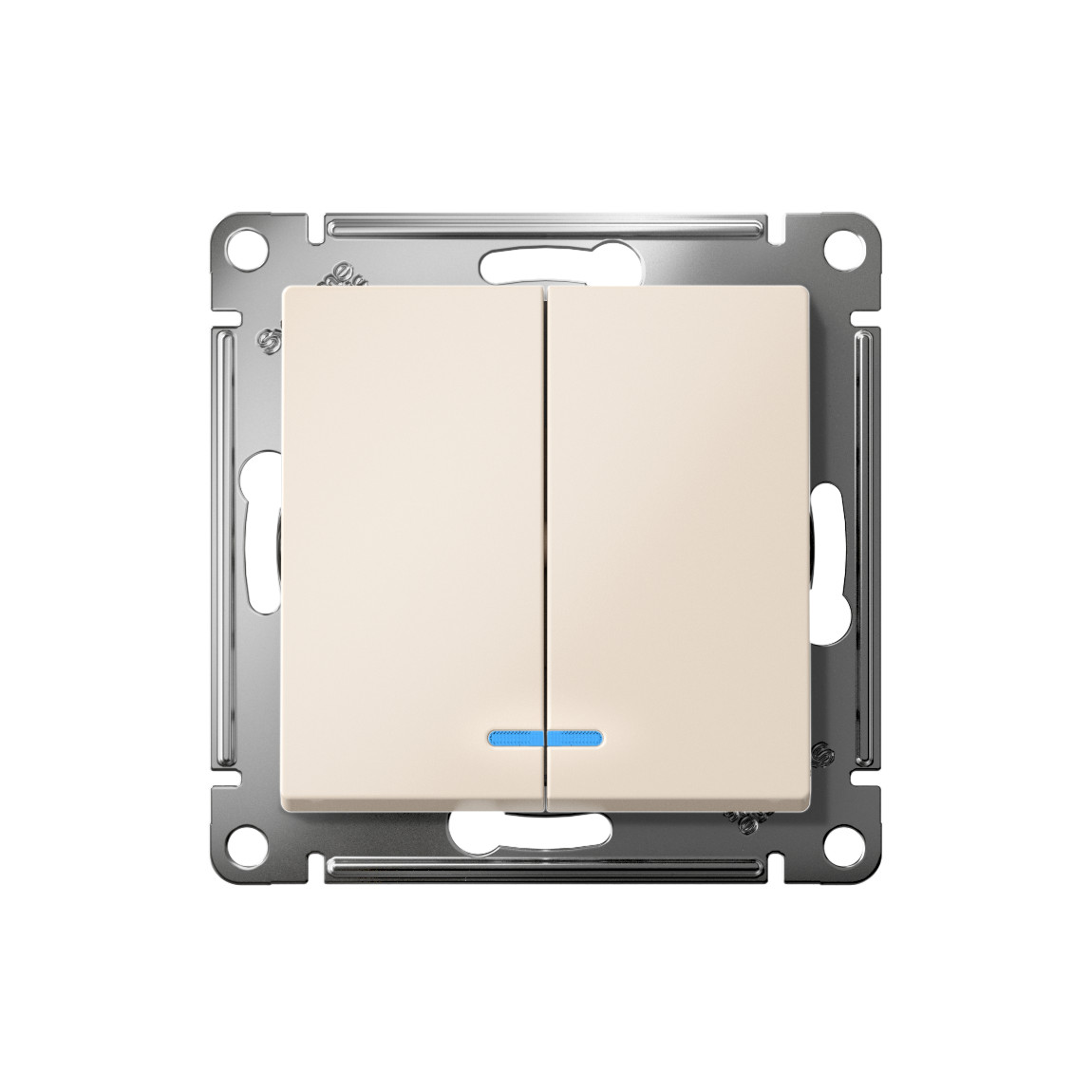 systeme electric atlasdesign, выключатель 2-клавишный с подсветкой бежевый atn000253