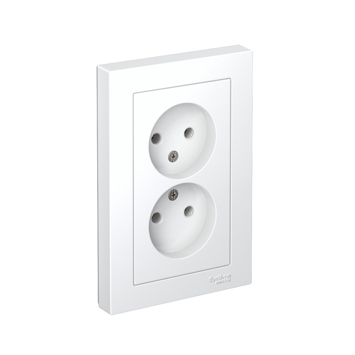 systeme electric atlasdesign, розетка 2-я без заземления белый atn000120