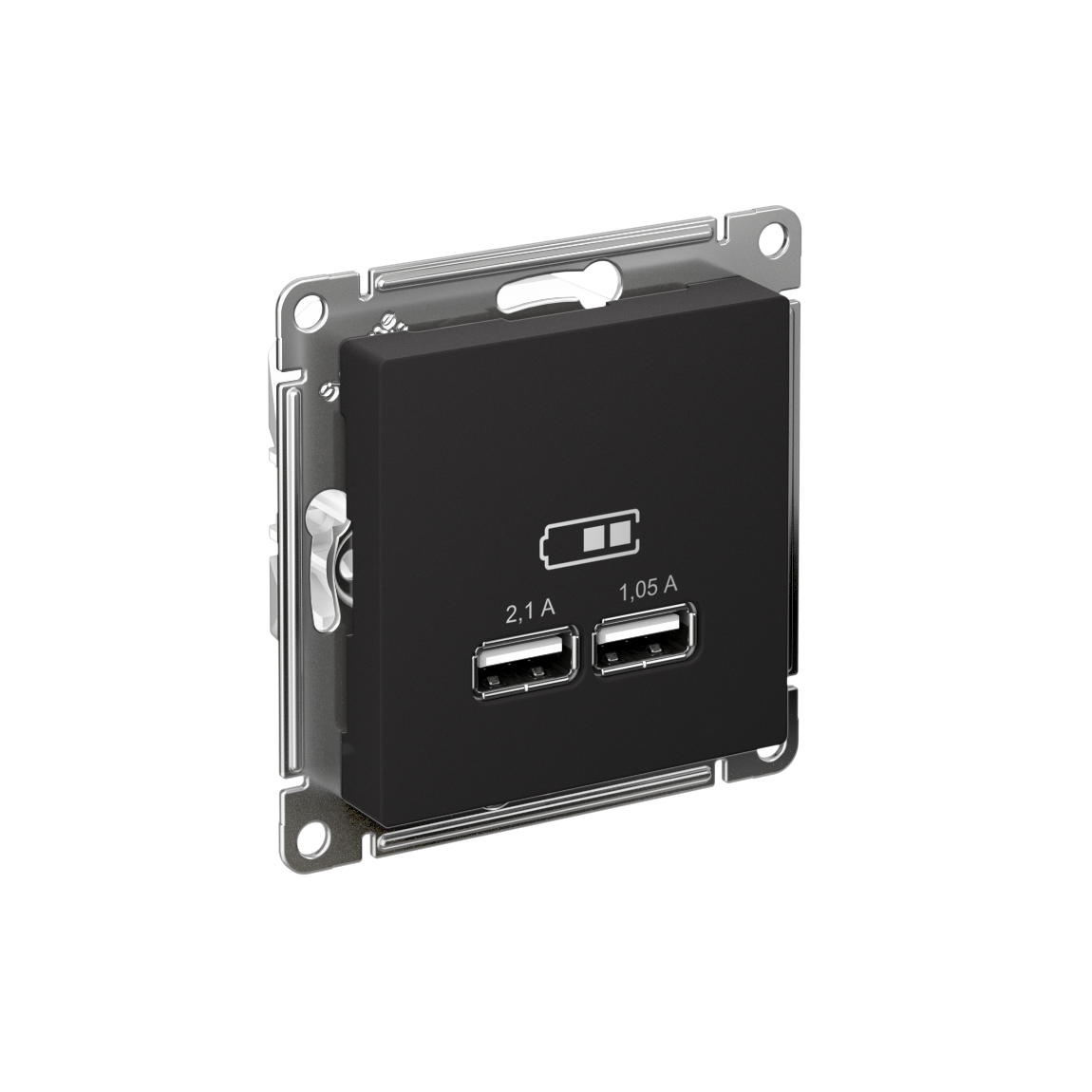 Systeme Electric ATLASDESIGN розетка USB двойная для зарядки карбон