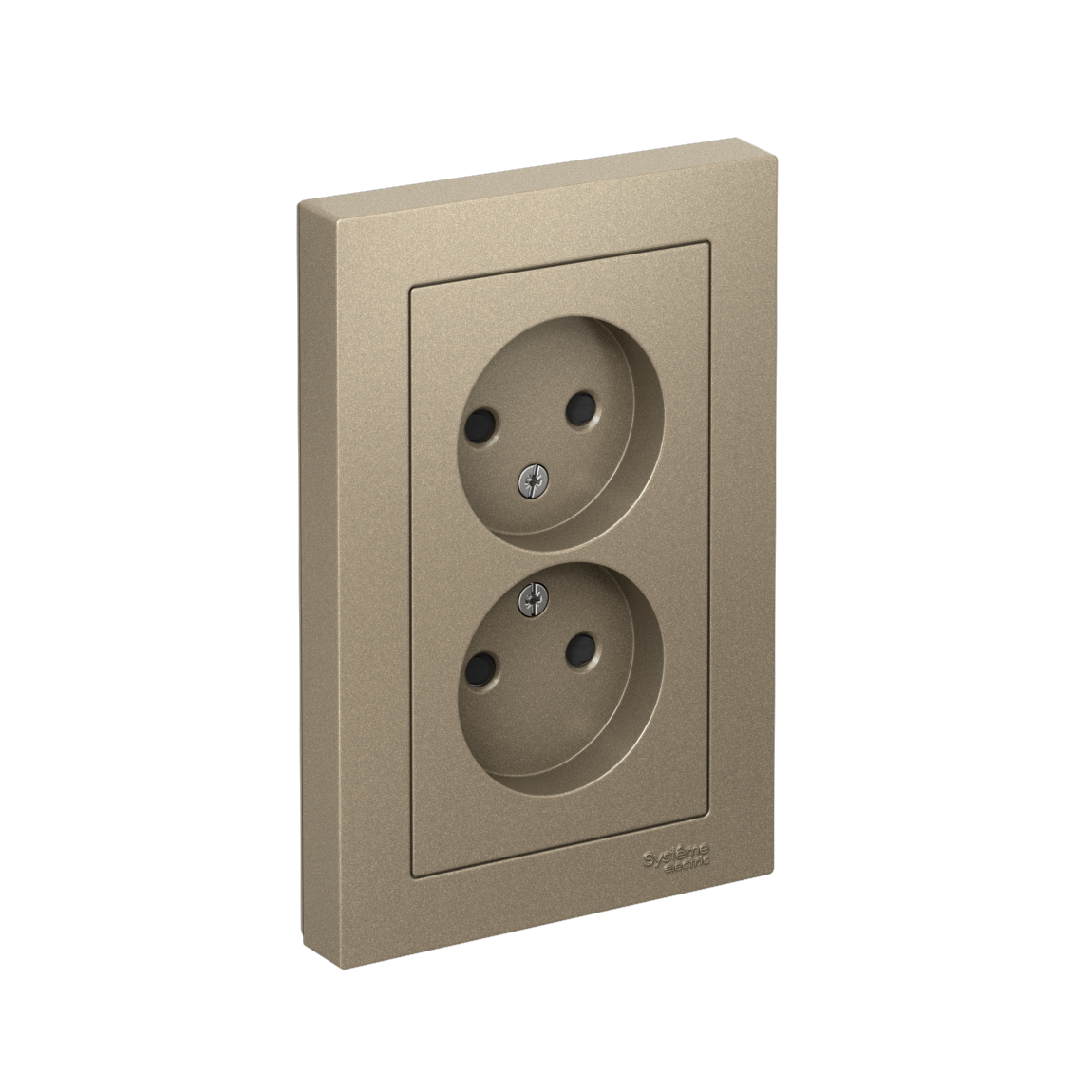 Systeme Electric ATLASDESIGN розетка 2-я без заземления со шторкамив сборе шампань