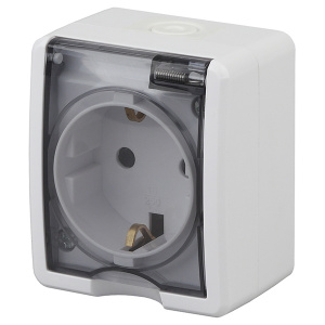 розетка 1-я с/з с крышкой ip54 белая эра (уп.16шт.) 11-2401-01