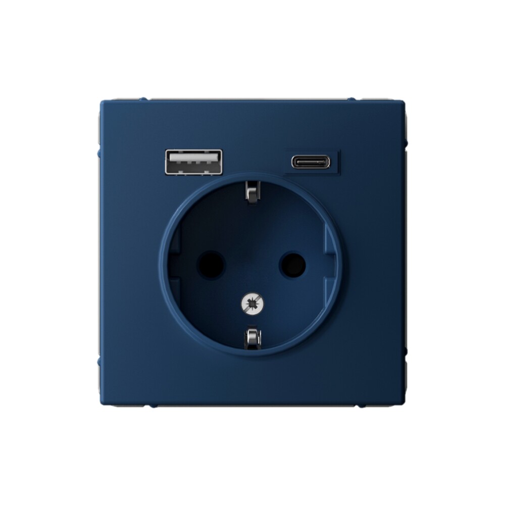 System Electric ArtGallery розетка 1-я с заземлением со штор., с USB+USB type C, аквамарин GAL001132