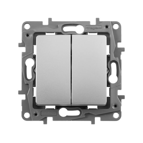 legrand etika выключатель 2 клавишный алюминий