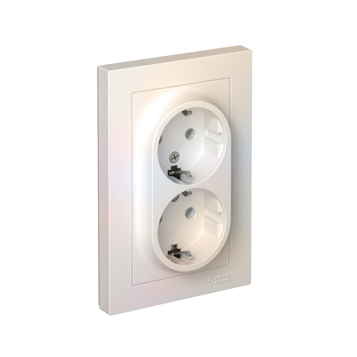 systeme electric atlasdesign розетка 2-я с заземлением жемчуг