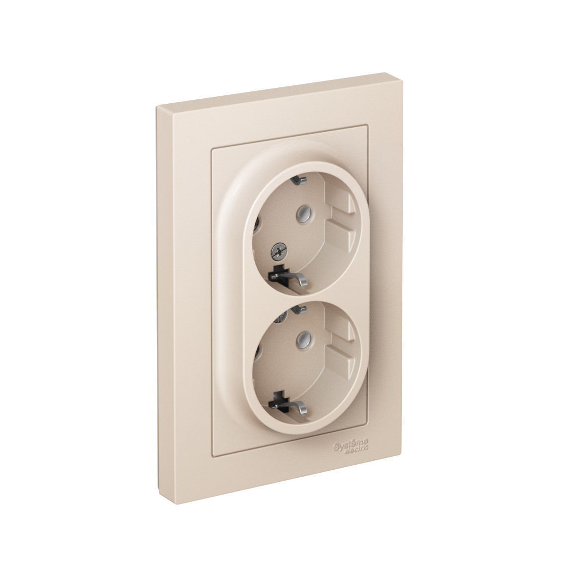 systeme electric atlasdesign, розетка 2-я с заземлением бежевый atn000224