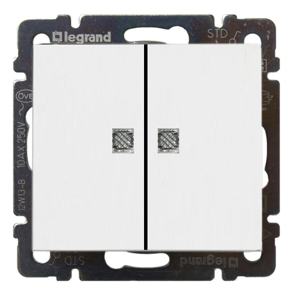 Legrand Valena выключатель 2 клавишный с подсветкой белый