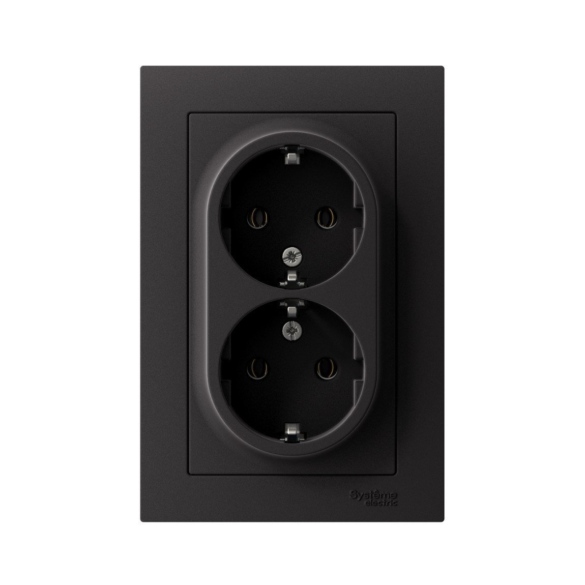 systeme electric atlasdesign розетка 2-я с заземлением карбон atn001024
