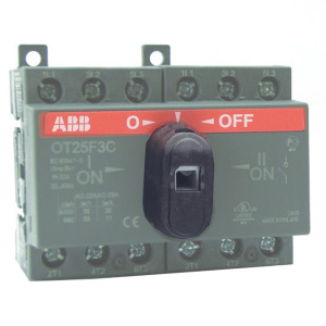 авв реверсивный рубильник ot 25f3с до 25а 3х-полюсный для установки на din-рейку или монтажную плату (с резерв. ручкой)