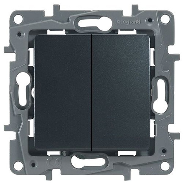 Legrand Etika переключатель 2 клавишный антрацит