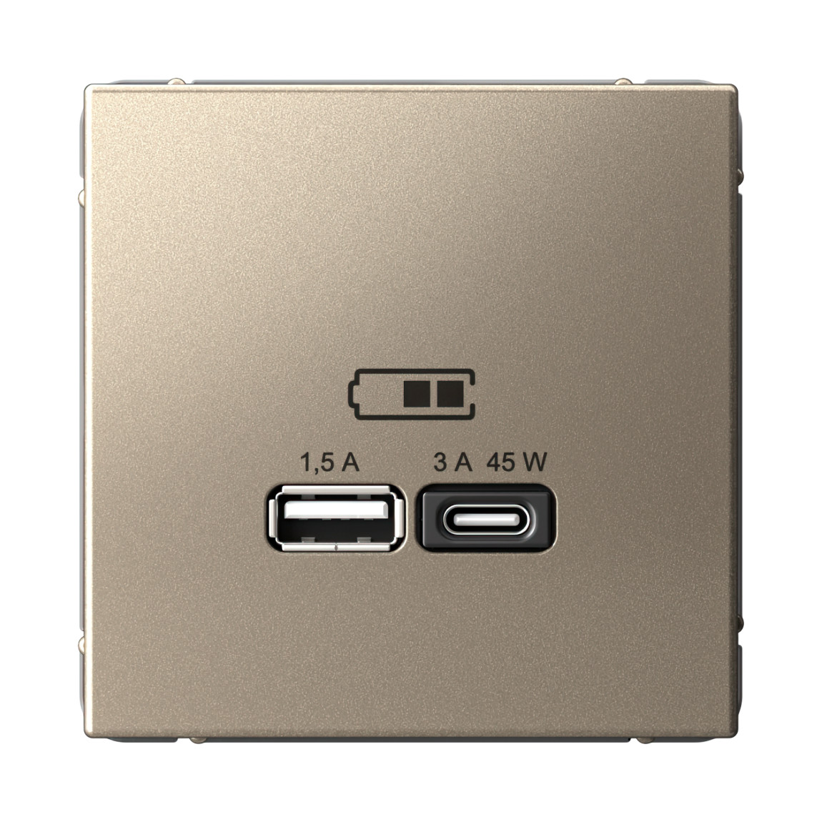  system electric artgaller розетка 2-я usb+usb type c ,45вт; 5в /1,5-3а ввысокоск. шампань gal000529