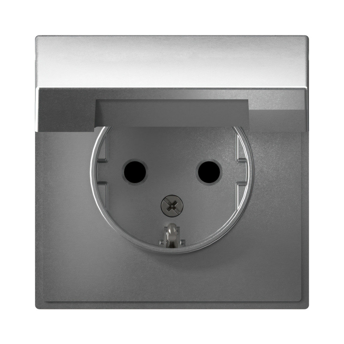 system electric artgallery розетка 1-я с заземлением с крышкой, со шторками алюминий gal000346