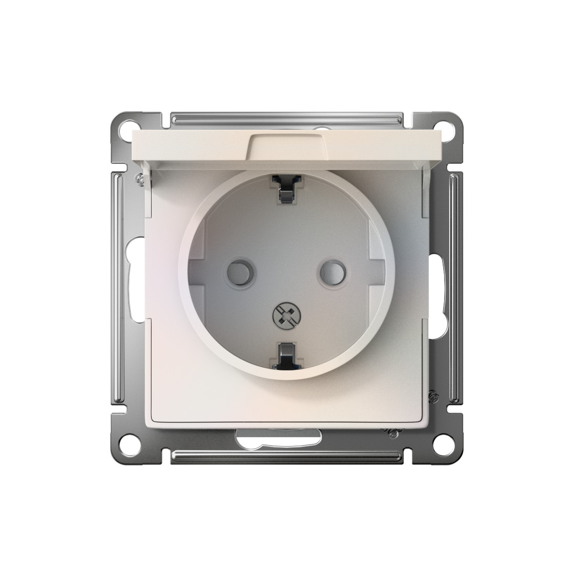 systeme electric atlasdesign розетка 1-я с заземлением со шторками с крышкой ip20 жемчуг