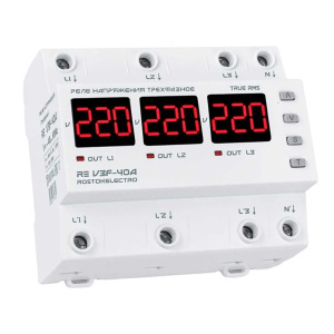 реле напряжения трехфазное re v3f-40a 380v rostokelectro