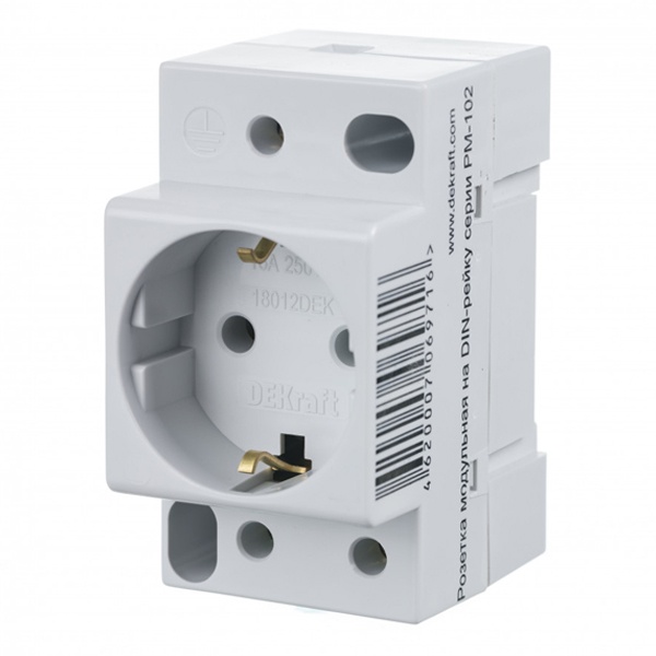 Розетка Schneider Electric 16А 220В 2P+PEN на DIN-рейку PM-102, серия DeKraft 18012DEK