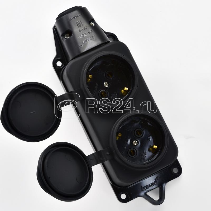 Колодка каучук 2-я с заземлением 16А 250V Lezard