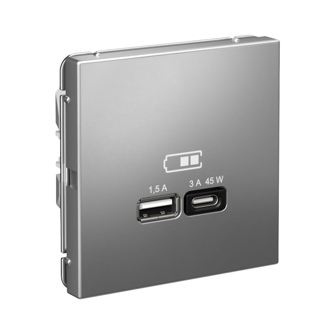  system electric artgaller розетка 2-я usb+usb type c ,45вт; 5в /1,5-3а ввысокоск. сталь gal000929