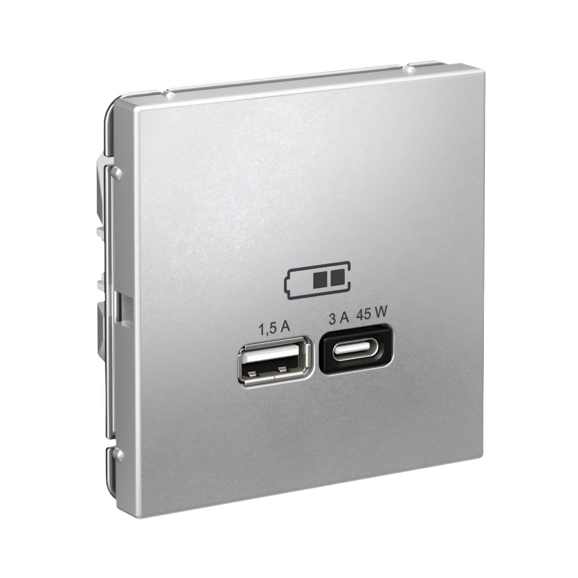  system electric artgaller розетка 2-я usb+usb type c ,45вт; 5в /1,5-3а ввысокоск. алюмин. gal000329