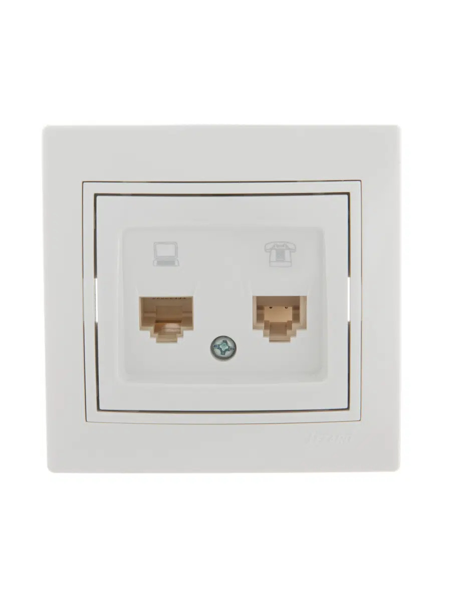 lezard mira розетка телефонная+розетка компьютерная rj-45 белая