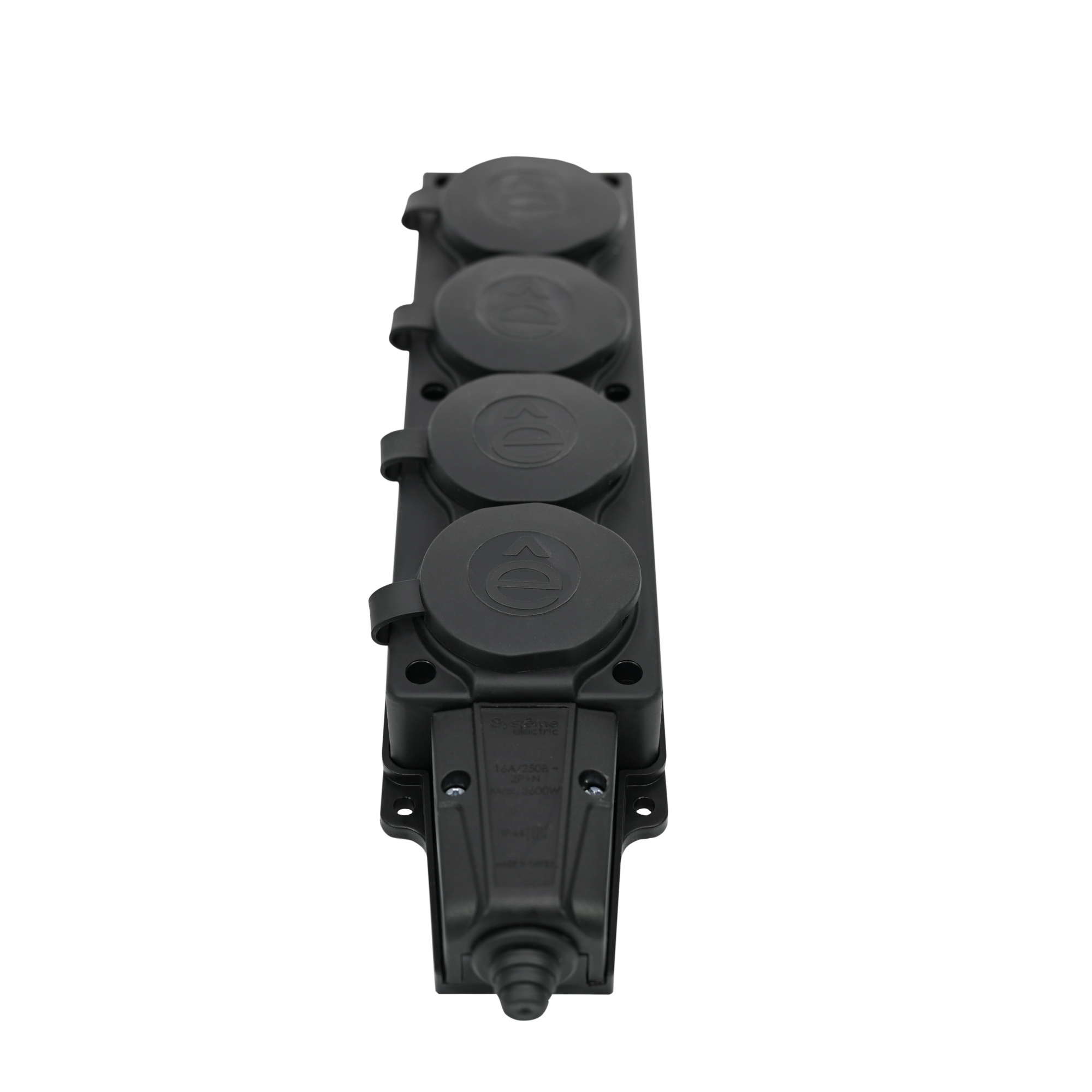 multiset колодка 4х розетка 2к+з каучуковая 16а/250в ip44 чёрная systeme electric