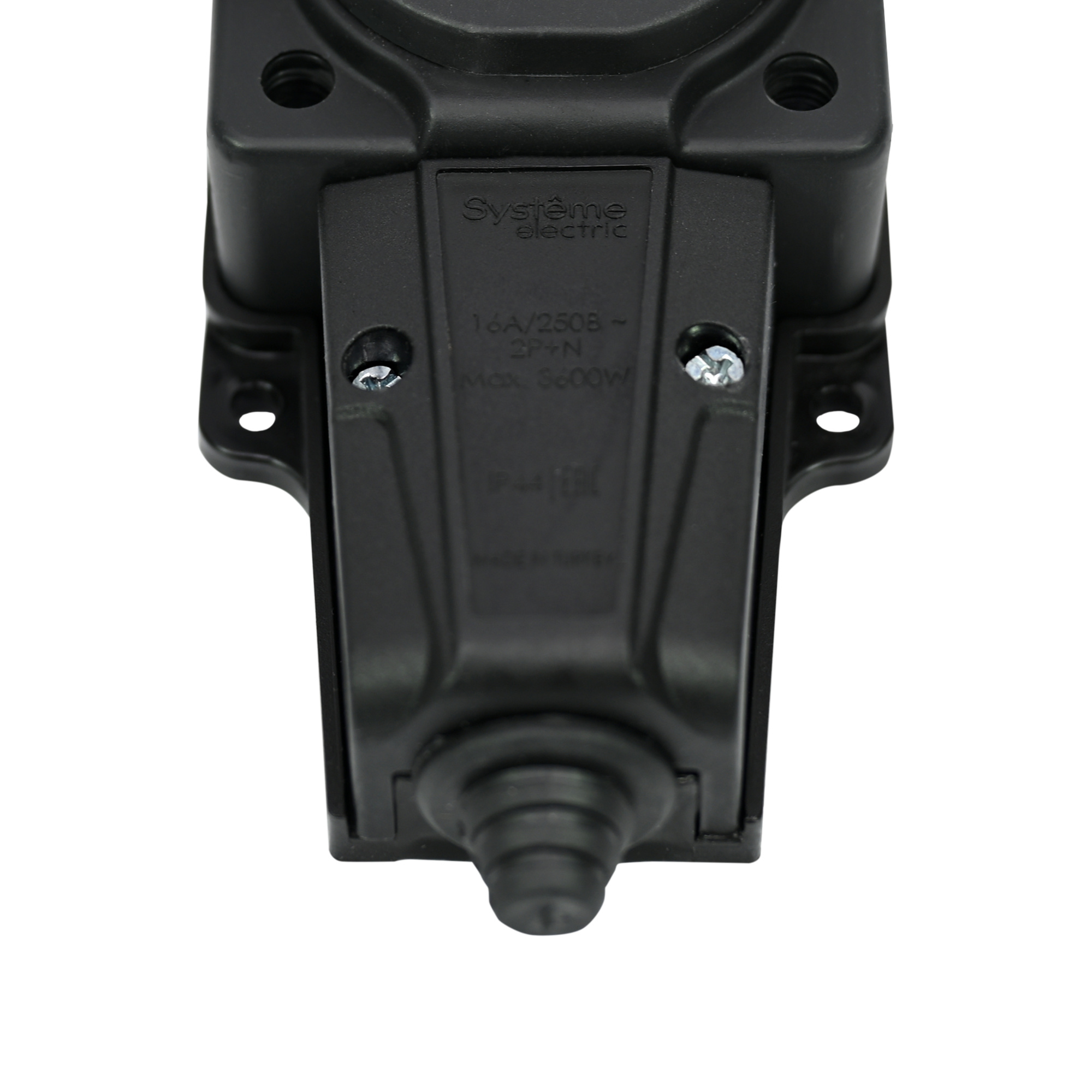 multiset колодка 4х розетка 2к+з каучуковая 16а/250в ip44 чёрная systeme electric
