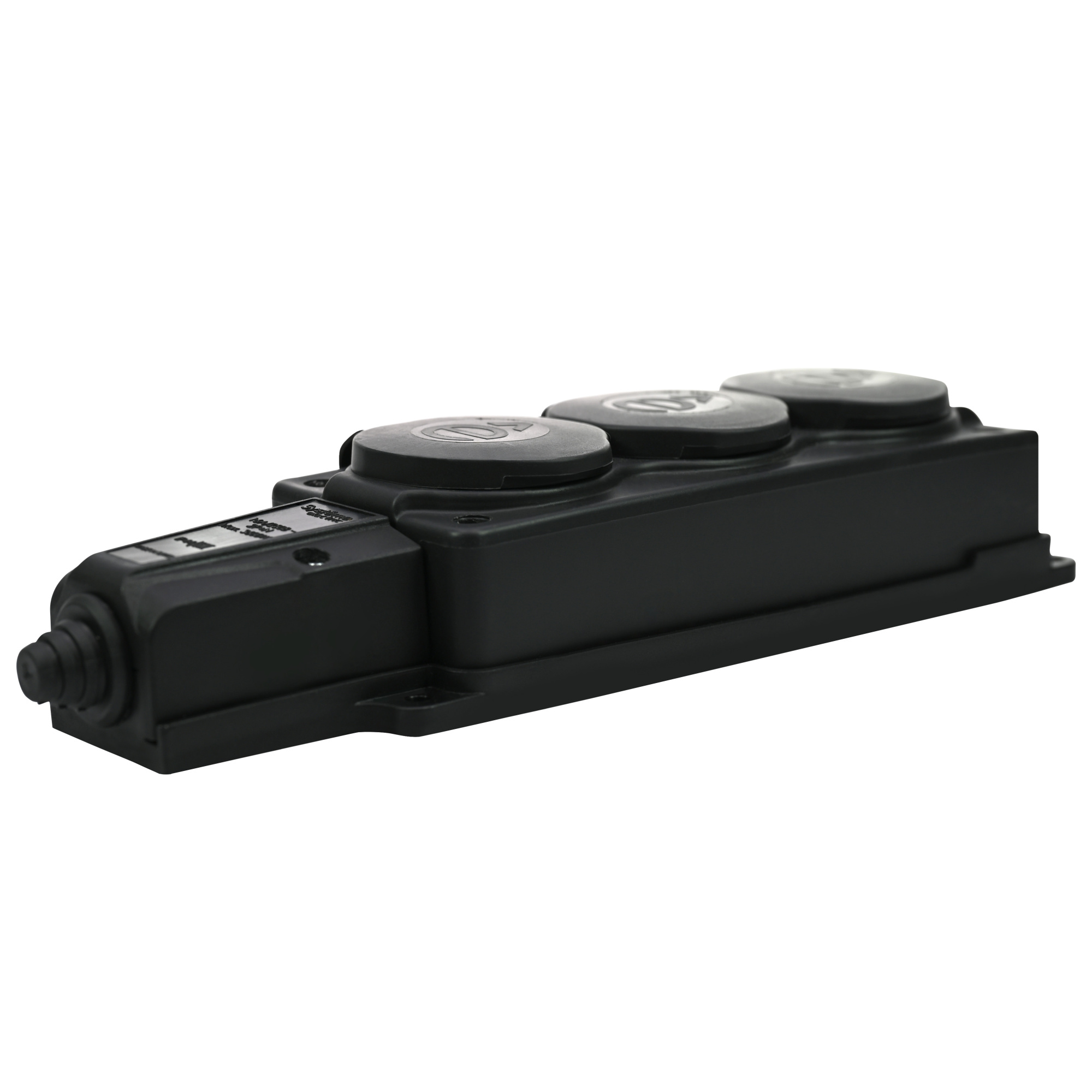 multiset колодка 3х розетка 2к+з каучуковая 16а/250в ip44 чёрная systeme electric