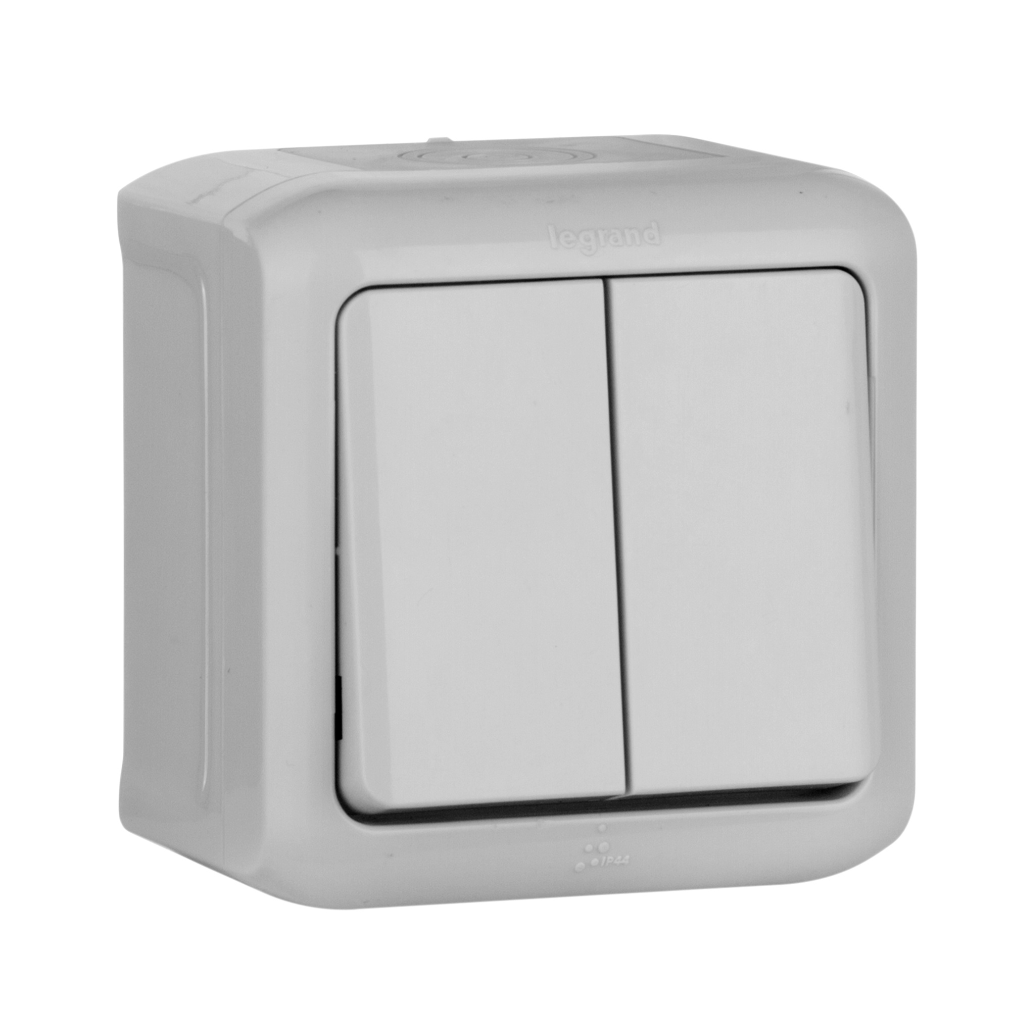 legrand quteo ip-44 выключатель 2 клавишный серый