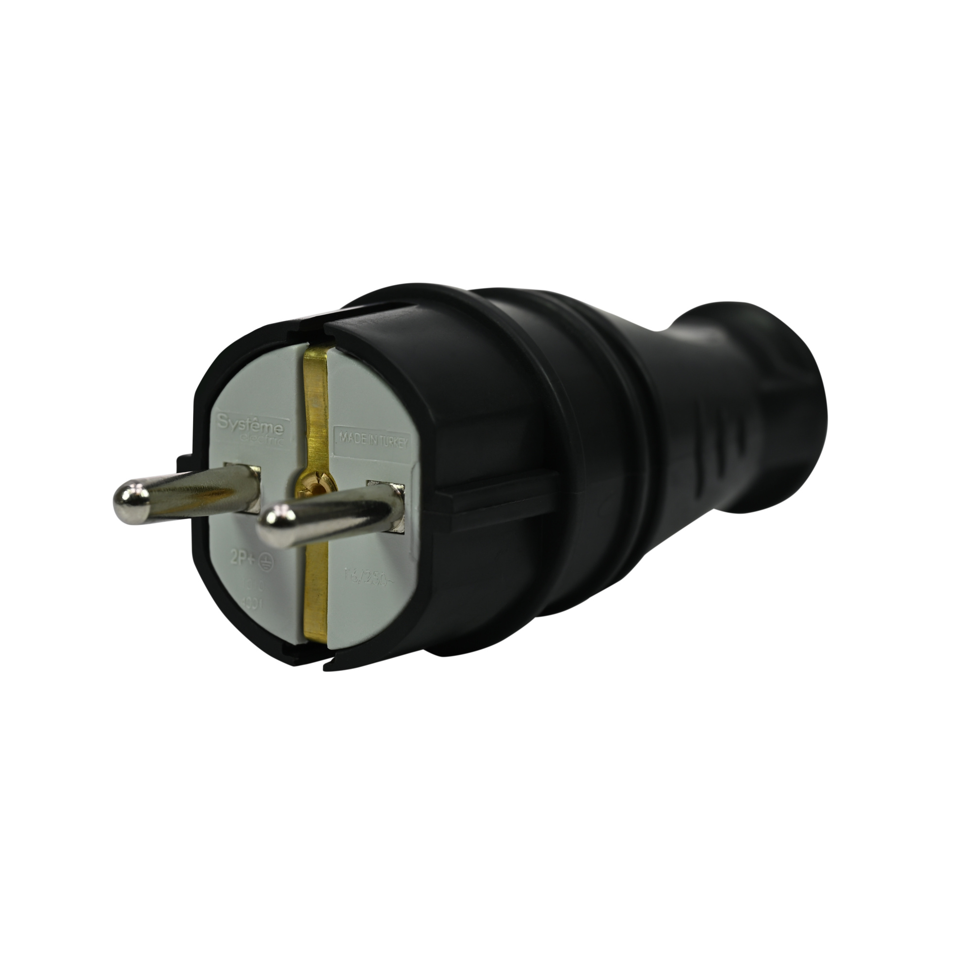 multiset вилка 2к+з прямая каучуковая 16а/250в ip44 чёрная systeme electric